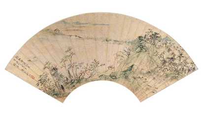 顾升 萧俊贤等 甲子（1924年）作 山水 扇面